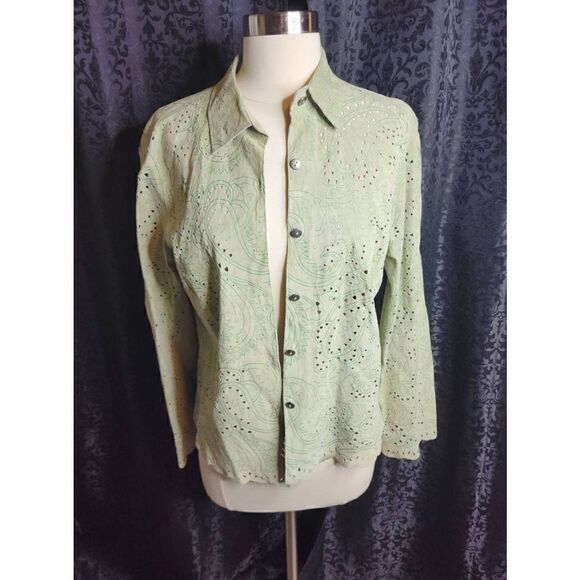 Provence | Sage Cutout Leather Jacket - Picture 1 of 5